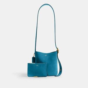 Coach Teal Bleecker Bucket Suede Handbag